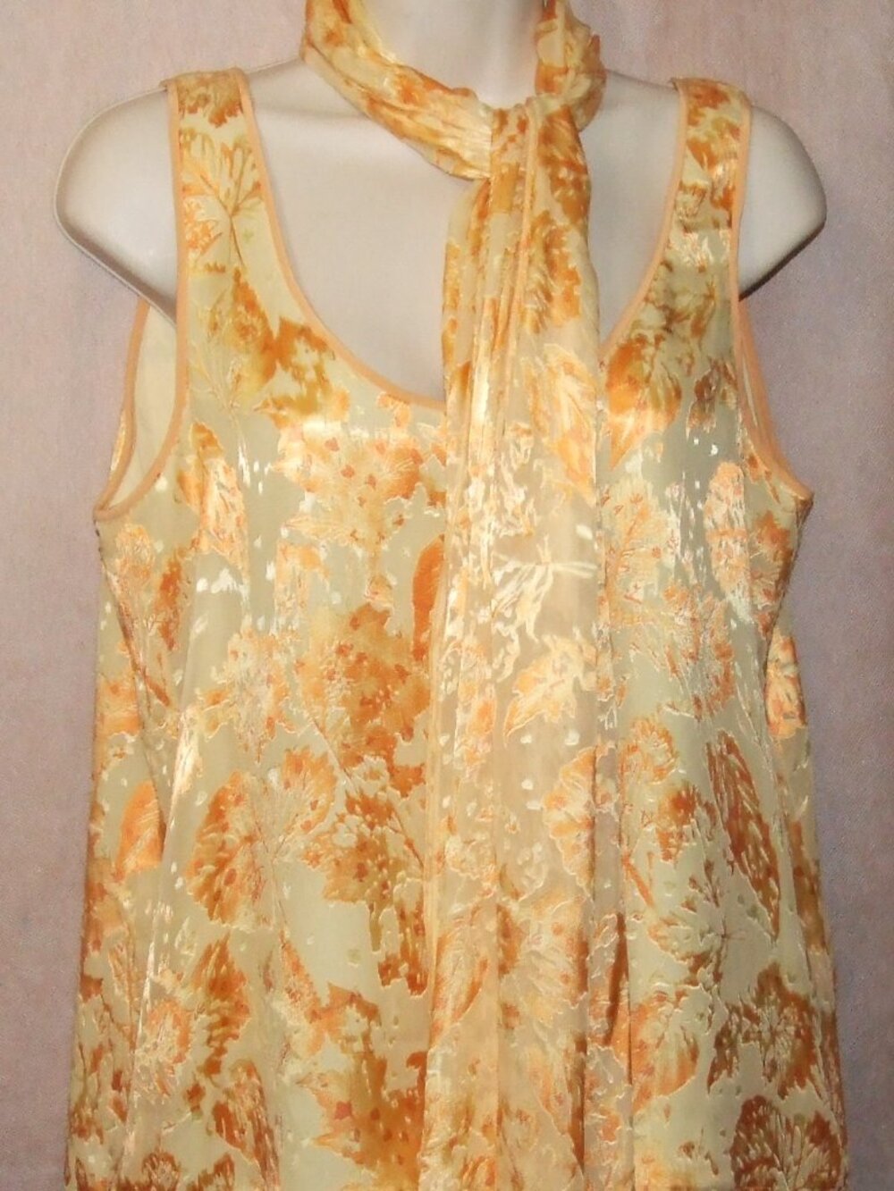Vintage CARLISLE Women's Silk/Rayon Tank Top / Matching Scarf-Size 6